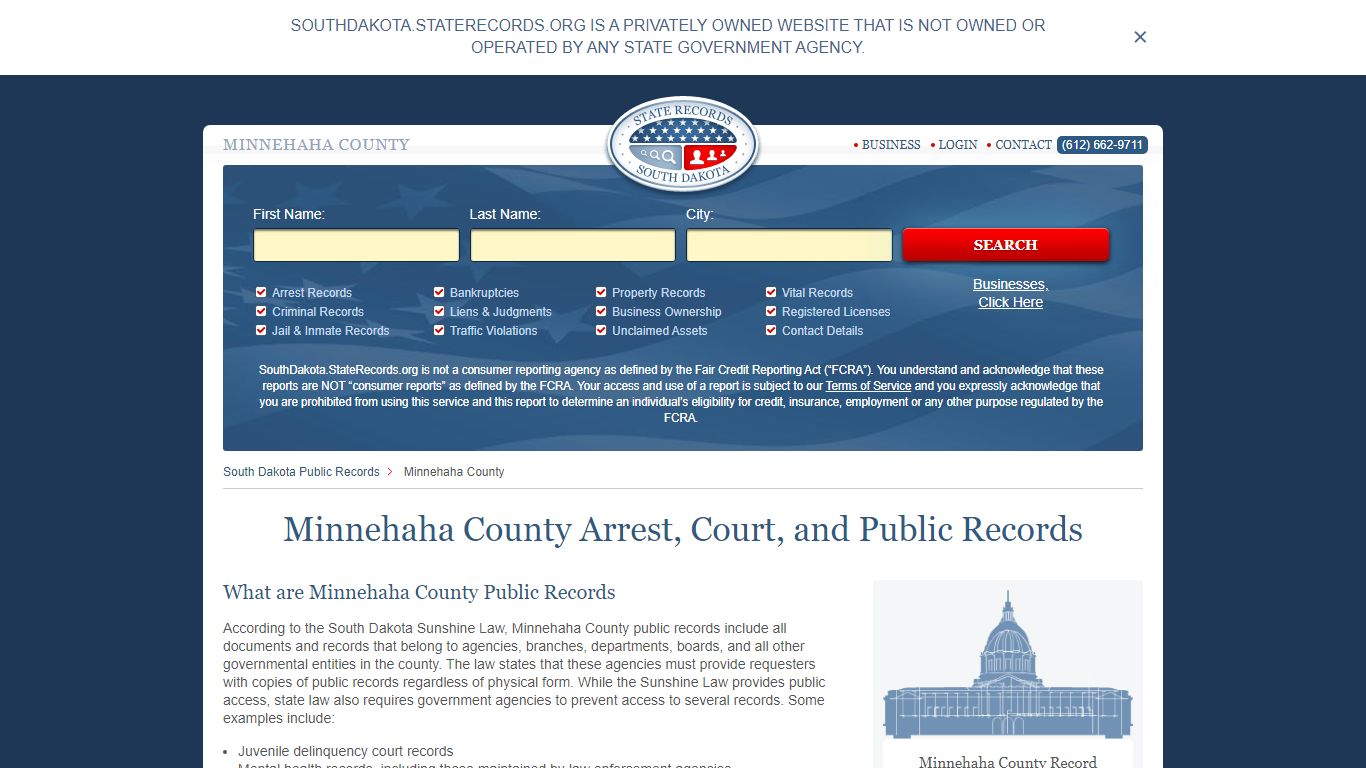 Minnehaha County Arrest, Court, and Public Records