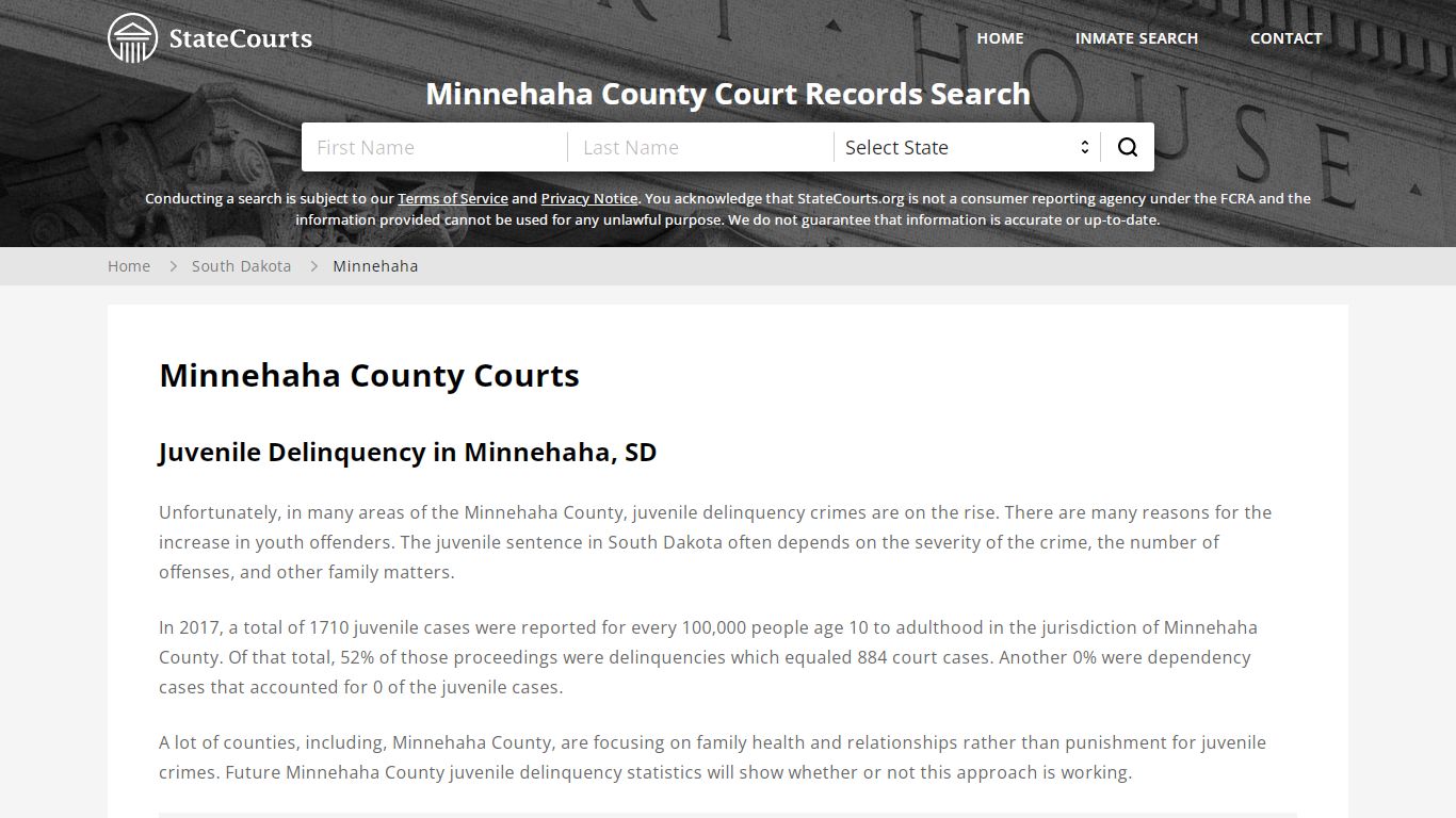 Minnehaha County, SD Courts - Records & Cases - StateCourts